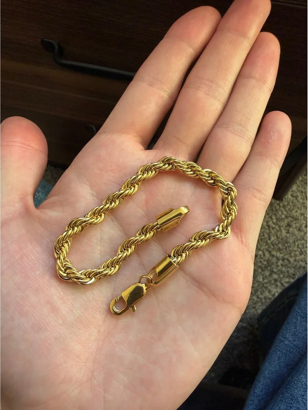 18k Gold Plated Rope Bracelet Stainless Steel A-78
